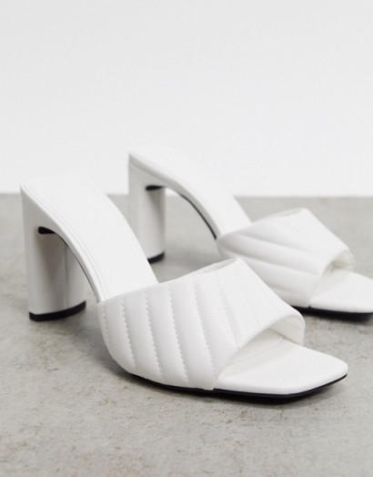 Quilted mules – Bershka pleated heeled mule in white