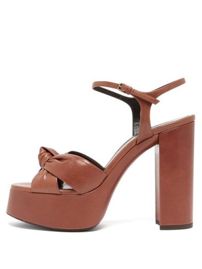 70s style platforms / SAINT LAURENT Bianca knotted leather platform sandals - flipped
