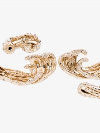 Bibi van der Velden 18K Yellow Gold Wave Diamond Earrings / diamonds / waves - flipped
