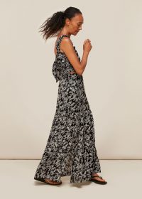 Whistles JASMINE PRINT SILK SKIRT | side split floral skirts