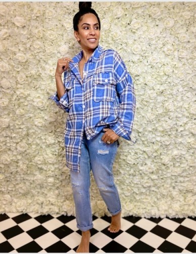 FOREVER UNIQUE Blue And White Premium Check Shirt / oversized shirts