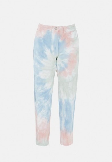 MISSGUIDED blue soft tie dye riot mom jeans / multicoloured denim - flipped