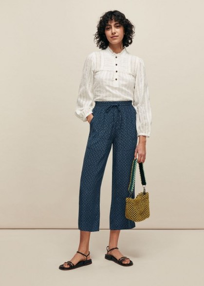 WHISTLES LATTICE PRINT TROUSER ~ lightweight cropped trousers - flipped