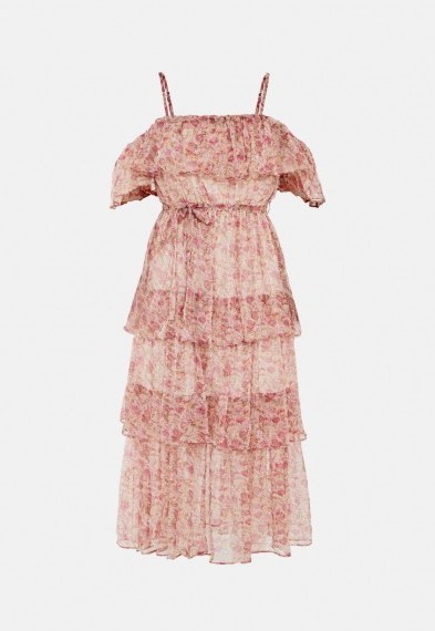 MISSGUIDED blush floral print cami tiered midi dress - flipped