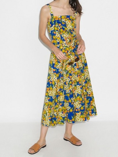 Borgo De Nor Camilla belted lemon-print dress / fruit print sundress - flipped