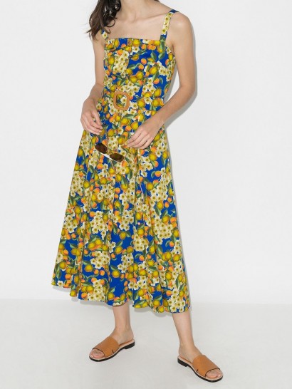 Borgo De Nor Camilla belted lemon-print dress / fruit print sundress