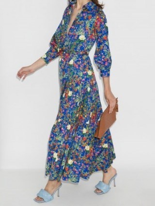 Borgo De Nor Clarissa Floral Print Shirt Dress ~ blue summer dresses - flipped