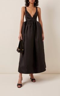 Brock Collection Bow-Embellished Silk-Taffeta Maxi Dress ~ plunge front event wear