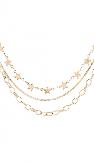 BRACHA Cosmos Star Layered Necklace – gold plated triple chain necklaces