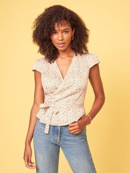 REFORMATION Brielle Top Rosie / rose print wrap tops - flipped