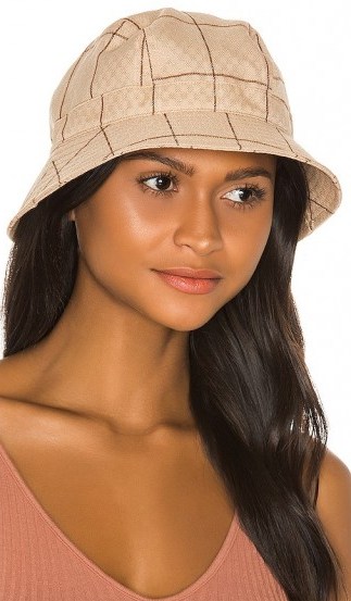 Brixton Bromley Bucket Hat Tan Plaid / checked hats - flipped