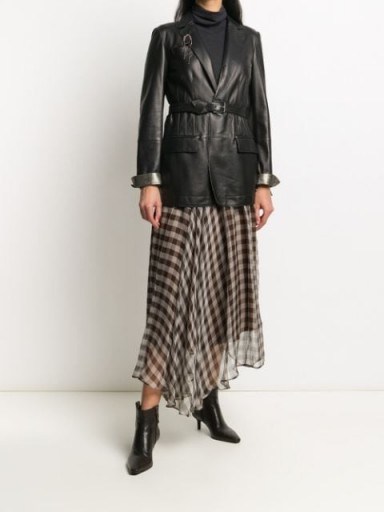 Brunello Cucinelli gingham print asymmetric skirt ~ asymmetrical hemlines - flipped
