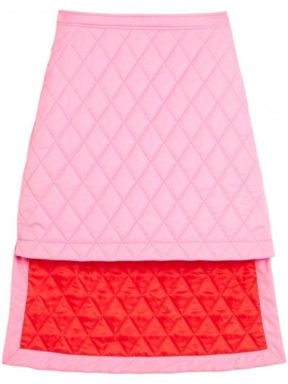 Burberry asymmetric diamond quilted skirt ~ bubblegum pink skirts ~ hi-low hemlines - flipped