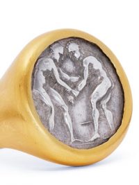 ELI HALILI Byzantine-coin 24kt gold & silver signet ring / chunky coin featured rings
