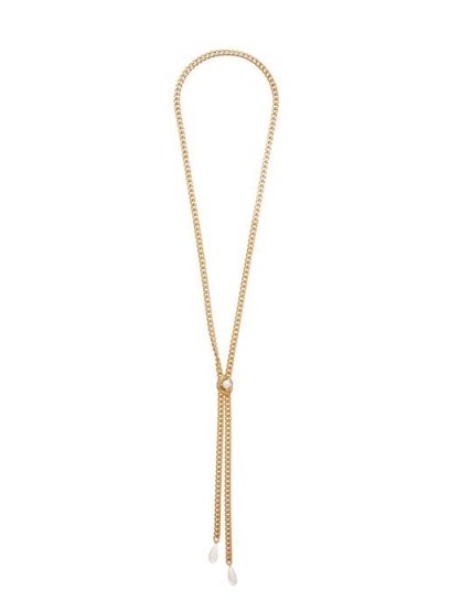 ROSANTICA Canasta pearl-embellished curb-chain necklace | longline necklaces - flipped