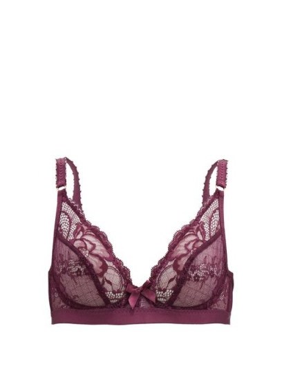 AGENT PROVOCATEUR Carmelia lace and tulle underwired bra ~ plum purple bras - flipped