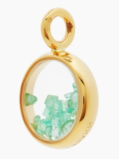AURÉLIE BIDERMANN FINE JEWELLERY Chivor mini 18kt gold & emerald pendant ~ luxury pendants ~ green gemstones - flipped