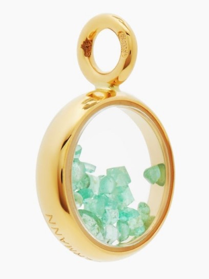 AURÉLIE BIDERMANN FINE JEWELLERY Chivor mini 18kt gold & emerald pendant ~ luxury pendants ~ green gemstones