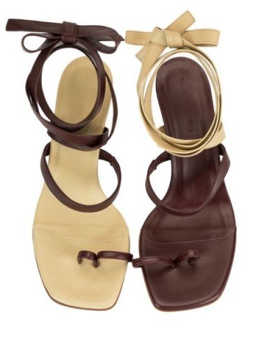 Christopher Esber Arta Heel sandals brown-beige / mismatched coloured shoes - flipped