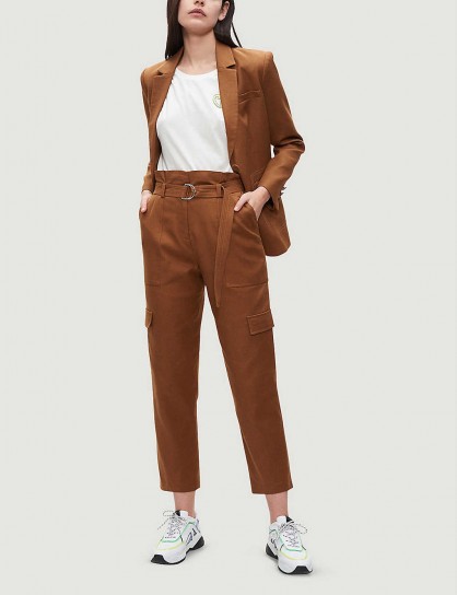 CLAUDIE PIERLOT Panoramice mid-rise woven trousers tobacco