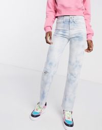 COLLUSION x000 Unisex 90’s fit straight leg jeans in washed tie dye