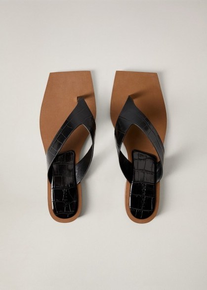 MANGO DARYL Croc-effect sandals | squared off toe - flipped