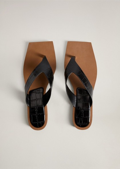 MANGO DARYL Croc-effect sandals | squared off toe
