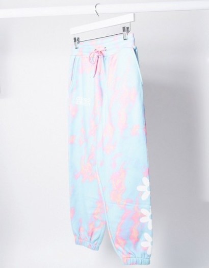 Crooked Tongues jogger in bright marble with daisy print - flipped