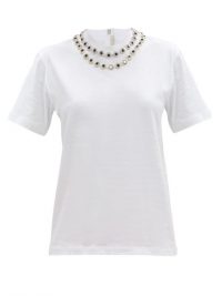 CHRISTOPHER KANE Crystal-embellished white cotton-jersey T-shirt