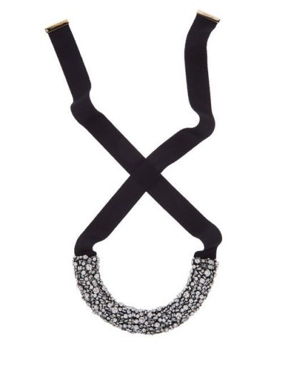 ETRO Crystal-embellished ribbon-tie necklace ~ statement necklaces - flipped