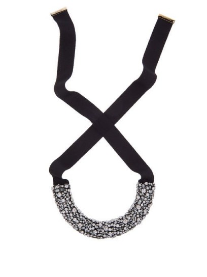 ETRO Crystal-embellished ribbon-tie necklace ~ statement necklaces