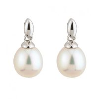9CT WHITE GOLD FRESHWATER CULTURED PEARL EARRINGS – Fraser Hart – white freshwater cultured pearl suspended from a contemporary white gold setting