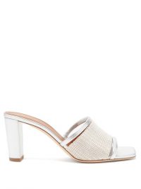 MALONE SOULIERS Demi beaded metallic-leather mules in silver