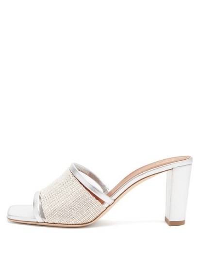 MALONE SOULIERS Demi beaded metallic-leather mules in silver - flipped