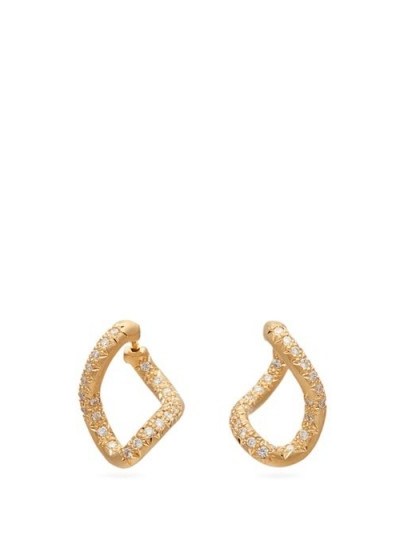 HUM Diamond and 18kt gold twist earrings ~ twisted sculptural hoops - flipped