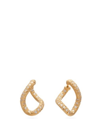 HUM Diamond and 18kt gold twist earrings ~ twisted sculptural hoops