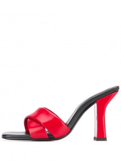 Dorateymur Retox block heel sandals / red and black angled heel sandal - flipped
