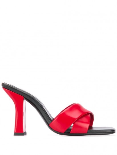 Dorateymur Retox block heel sandals / red and black angled heel sandal