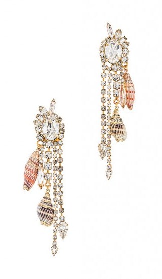 Elizabeth Cole Maude Earrings / shell and crystal drops - flipped
