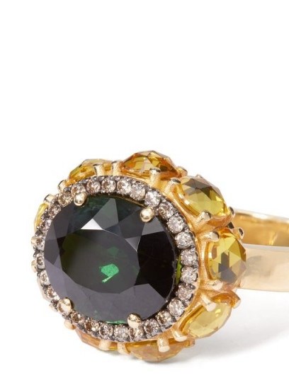 ILEANA MAKRI Eternity Flower diamond, sapphire & 18kt gold ring ~ luxe statement rings - flipped