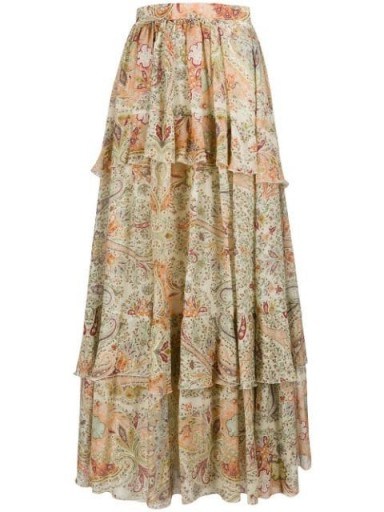 Etro layered paisley-print maxi skirt – long tiered skirts - flipped