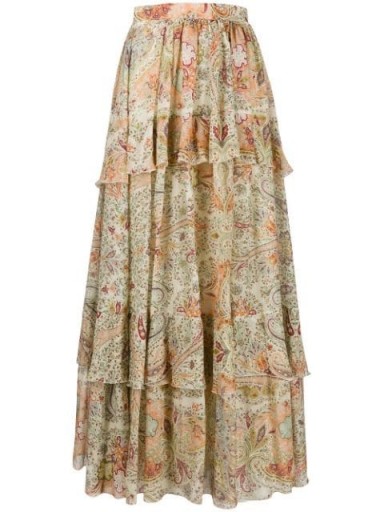 Etro layered paisley-print maxi skirt – long tiered skirts