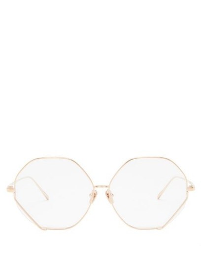 LINDA FARROW Fawcett hexagonal titanium glasses / 70s style accessory / retro fashion eyewear - flipped
