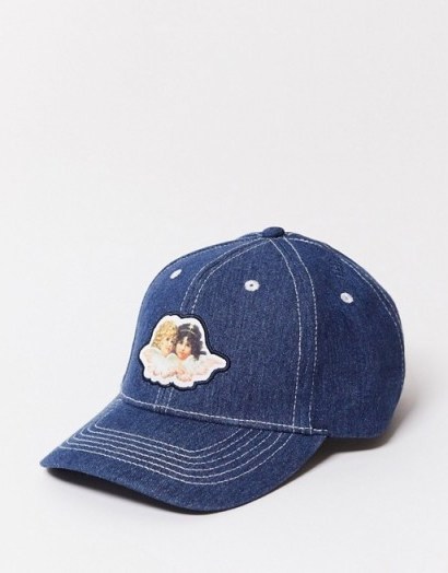 Fiorucci denim cap with angels patch in blue | hats & caps - flipped