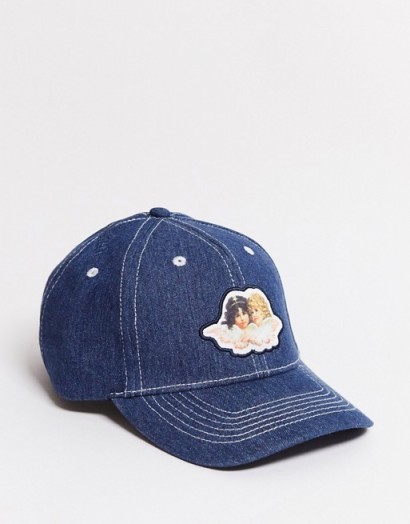 Fiorucci denim cap with angels patch in blue | hats & caps