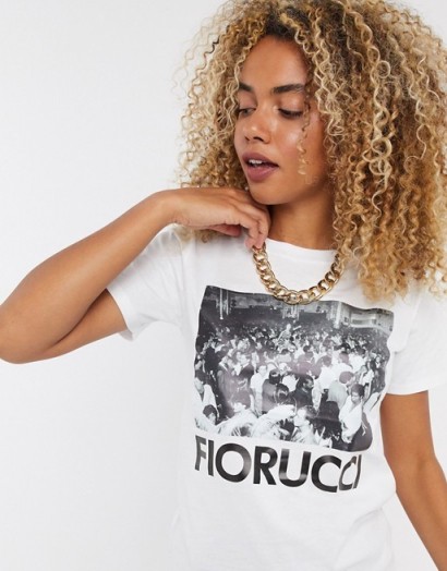 Fiorucci studio 54 club graphic t-shirt in white / white logo tee
