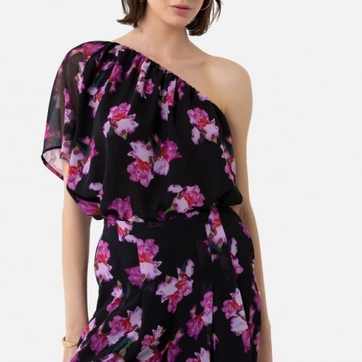 LA REDOUTE COLLECTIONS Floral Print Asymmetric Blouse / one shoulder blouses - flipped