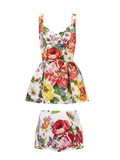 DOLCE & GABBANA Floral-print peplum top and briefs ~ summer co-ordinated clothing ~ beautiful Italian fashion - flipped