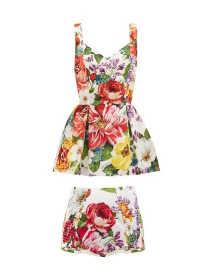 DOLCE & GABBANA Floral-print peplum top and briefs ~ summer co-ordinated clothing ~ beautiful Italian fashion