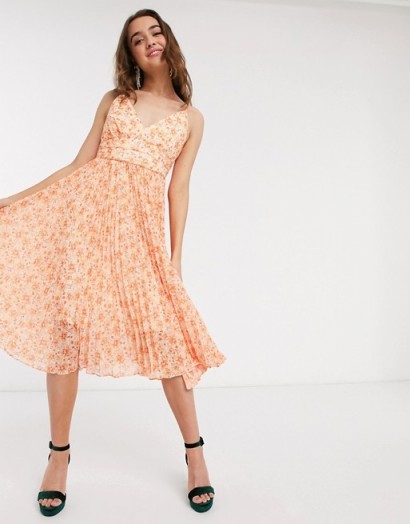 Forever New Petite pleated midi dress in orange floral